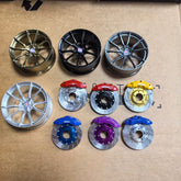 HRE style mini wheel & brake caliper car air freshener, close-up detail of caliper and rim – RimLabs
