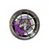 BBS RI-D style mini wheel & brake caliper car air freshener on vent clip, front face view – RimLabs