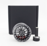 HRE P200 style mini wheel & brake caliper car air freshener, close-up detail of caliper and rim – RimLabs