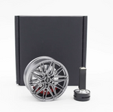 Vossen style mini wheel & brake caliper car air freshener, close-up detail of caliper and rim – RimLabs