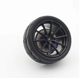 WF CF3 style mini wheel & brake caliper car air freshener, side profile view – RimLabs