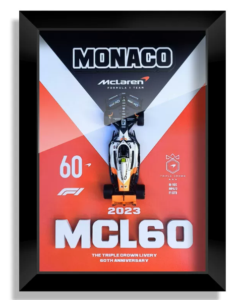 McLaren MCL60 Norris #4 – Triple Crown 60th Anniversary Special Livery | 3D F1 Circuit Shadowbox Wall Art (Horizontal)