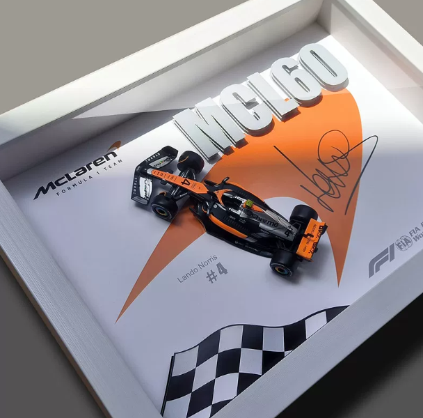 McLaren MCL60 Piastri #81 | 3D F1 Circuit Shadowbox Wall Art (Horizontal, White Frame)