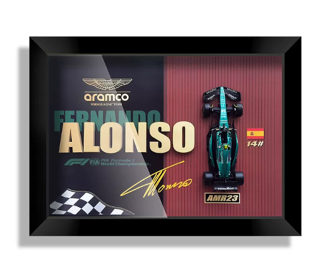 Aston Martin AMR23 Alonso #14 | 3D F1 Circuit Shadowbox Wall Art (Horizontal)