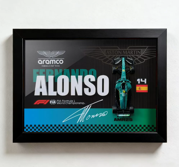 Aston Martin AMR25 Alonso #14 | 3D F1 Circuit Shadowbox Wall Art (Horizontal)