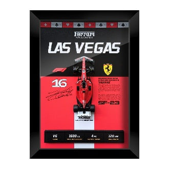 Ferrari SF23 Leclerc #16 – Las Vegas Special Livery | 3D F1 Circuit Shadowbox Wall Art (Vertical)