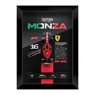 Ferrari SF23 Leclerc #16 – Monza Special Livery | 3D F1 Circuit Shadowbox Wall Art (Vertical)