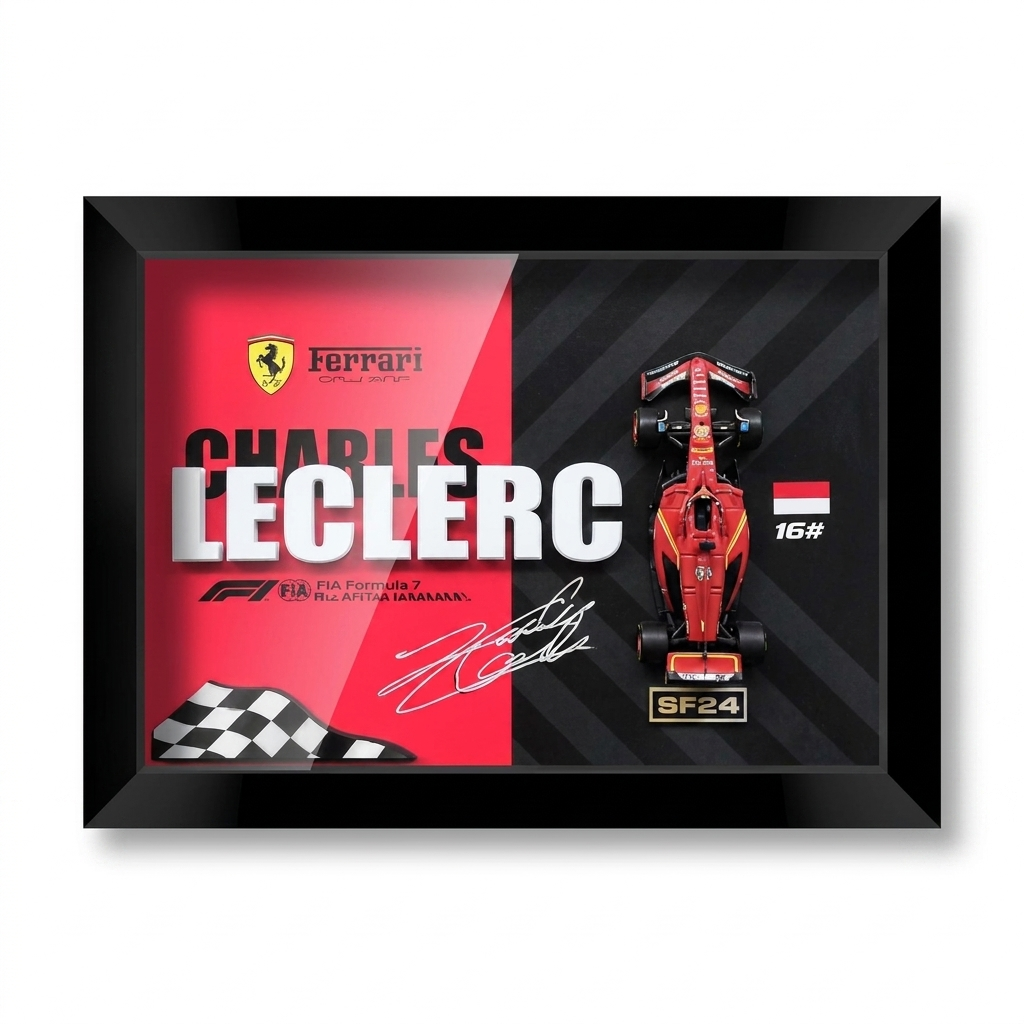 Ferrari SF24 Leclerc #16 | 3D F1 Circuit Shadowbox Wall Art (Horizontal)