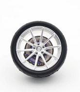 WF CF3 style mini wheel & brake caliper car air freshener, angled view showing brake caliper and spokes – RimLabs
