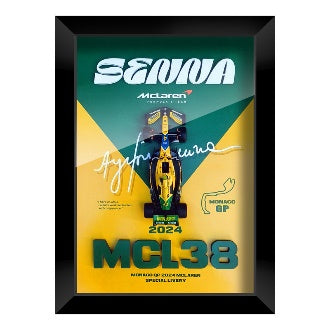 McLaren MCL38 Norris #4 – Senna Tribute Special Livery | 3D F1 Circuit Shadowbox Wall Art (Vertical)