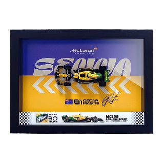 McLaren MCL38 Piastri #81 – Senna Tribute Special Livery | 3D F1 Circuit Shadowbox Wall Art (Horizontal)