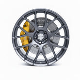 REV-7 style mini wheel & brake caliper car air freshener on vent clip, front face view – RimLabs