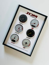 JDM Legends 3D Gauge Wall Art, framed 3D layered gauge wall art in matte-black frame, gauge layer detail – RimLabs
